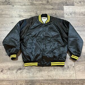 Vintage 80s Hartwell Satin Jacket California Flyers Soccer Black Yellow XXL 2XL